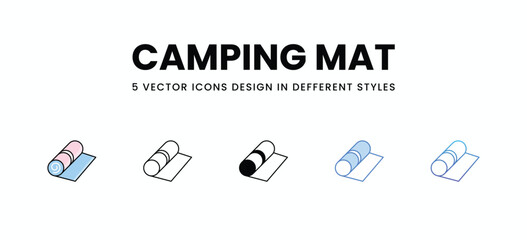 Camping Mat vector icons set stock illustration.