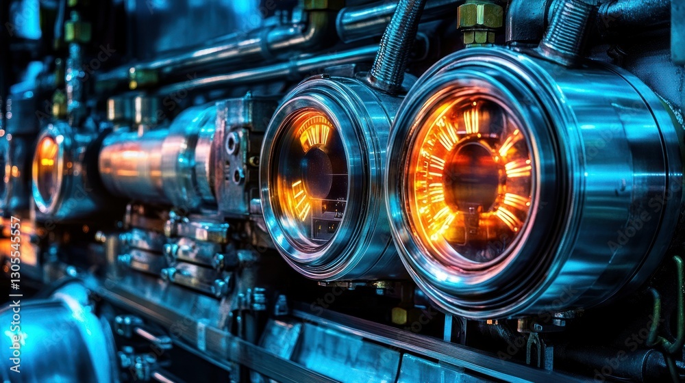 Poster Detailed Close Up of a Complex Machine System