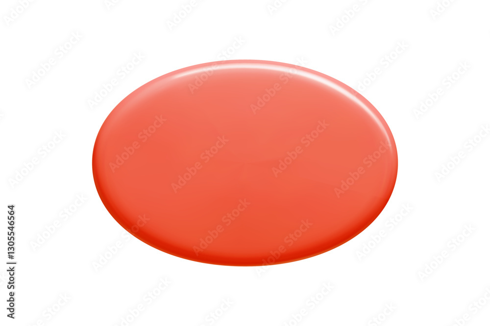 Poster red 3d vector plaque with oval elliptical shape and polished glow. glossy speech bubble for messagin