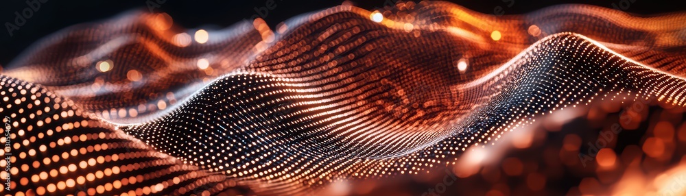 Poster abstract flow of data waves representing blockchain and cyber technology in modern design