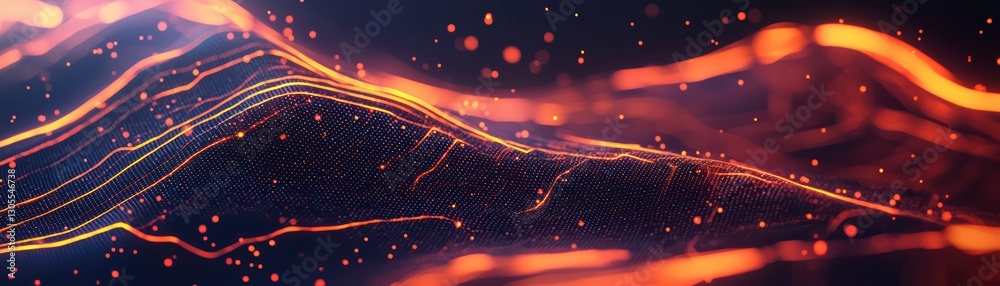 Poster abstract digital artwork representing cyber data flow in blockchain technology environment