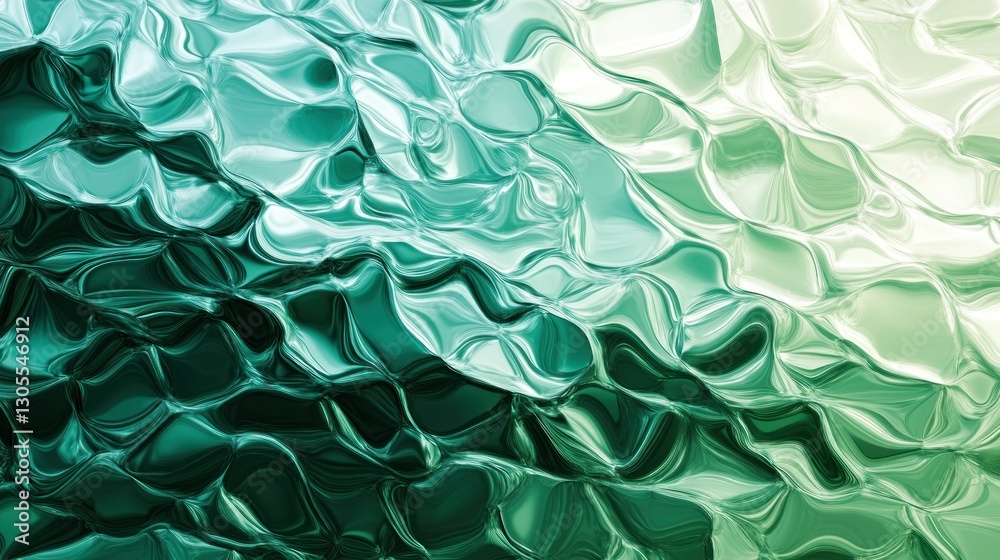 Poster a textured display of green and teal glassy reflections