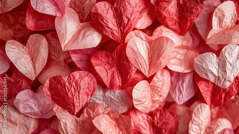 Poster paper hearts in various shades create a loving background scene