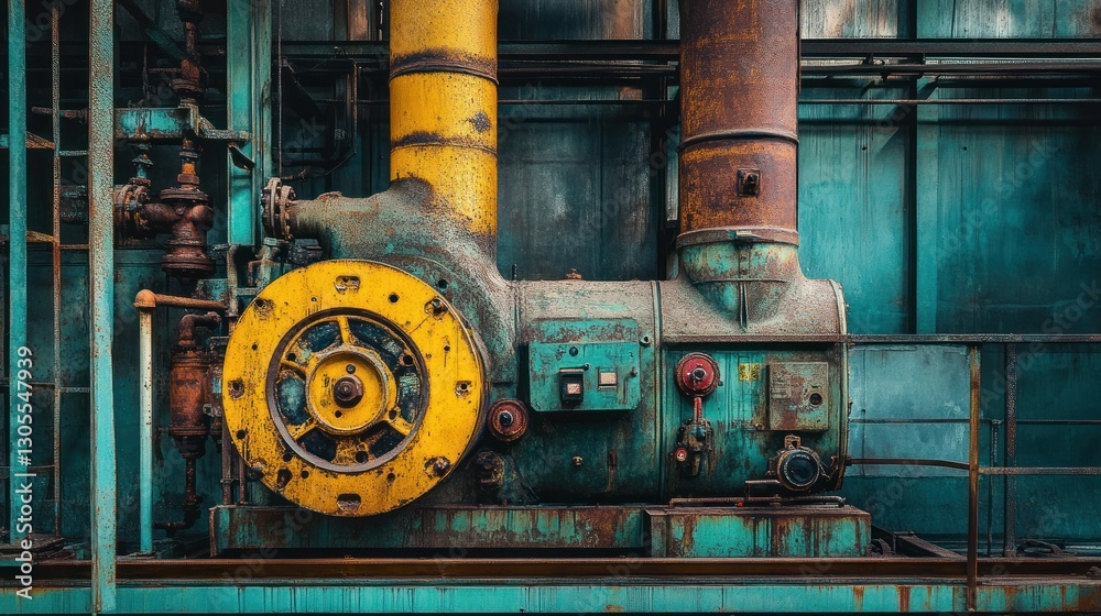 Poster The old metallic machine showing aged and worn components within the frame