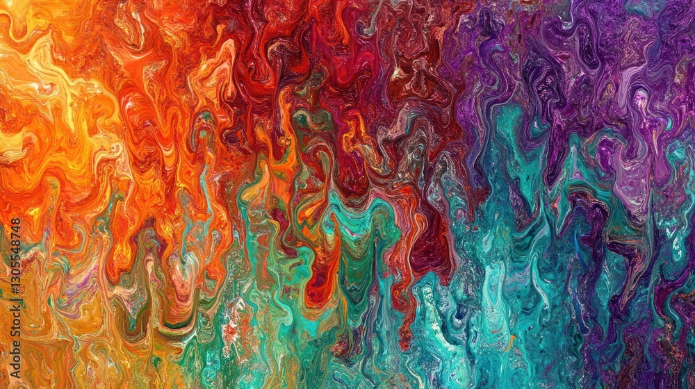 Poster an abstract painting depicting colors mixed in swirling patterns