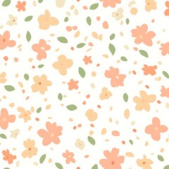Abstract Pastel Floral Pattern Design with Leaves