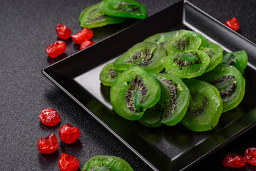Dried sweet green kiwi or candied fruit