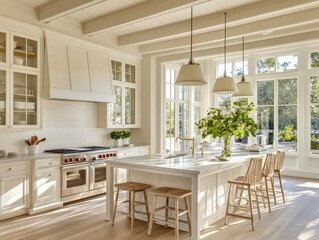 A well designed light and bright modern kitchen with windows