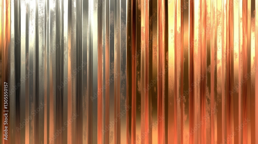 Poster detailed image of vertical metallic panels in different warm hues