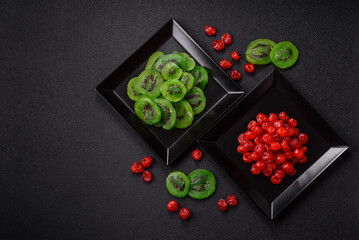 Dried sweet green kiwi or candied fruit