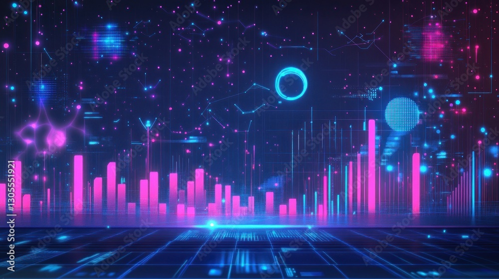 Aufkleber Futuristic digital display representing a modern technological data visualization