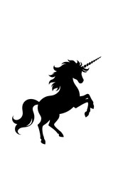 Unicorn illustration icon, black silhouette vector