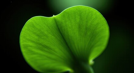Fototapeta premium Close-up of a Fresh Green Leaf Against Dark Background