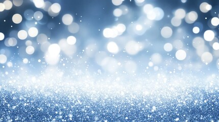 Fototapeta premium Sparkly blue light bokeh effect with many tiny dots floating