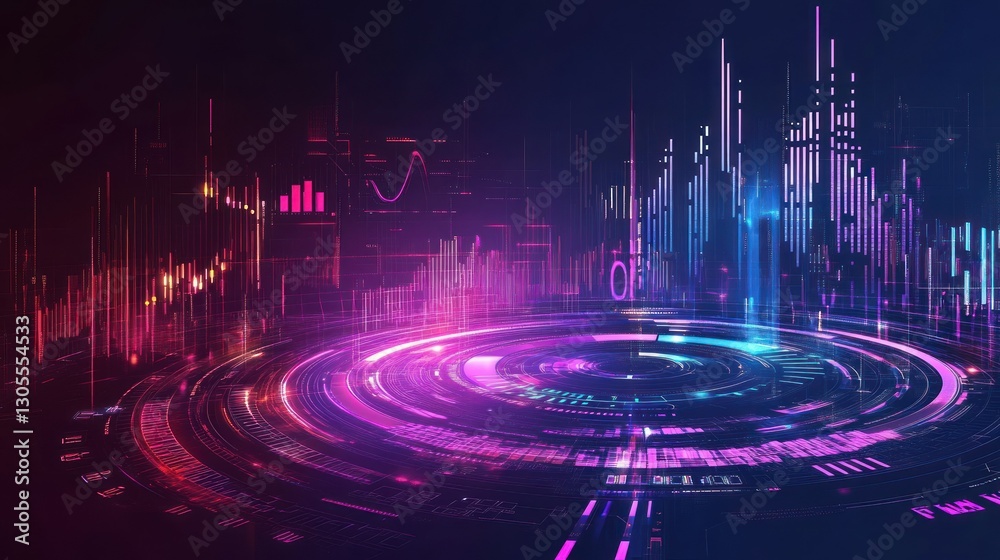 Poster Digital Visualization Depicting Technological Data And Information