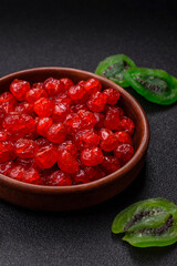 Dried sweet red pitted cherries or candied fruits