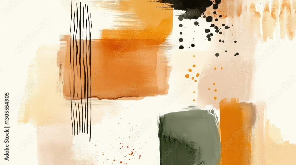 Poster abstract watercolor shapes and lines create a modern artistic composition