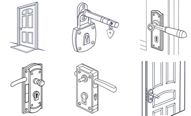 Fototapeta premium School, Travel and Gym Lockers Vector Icon Set