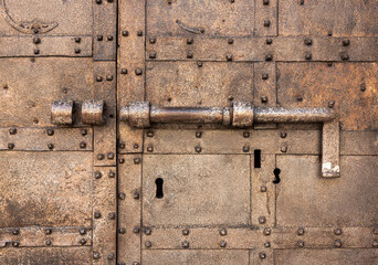 old metal door bolt and lock