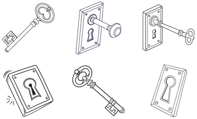 School, Travel and Gym Lockers Vector Icon Set