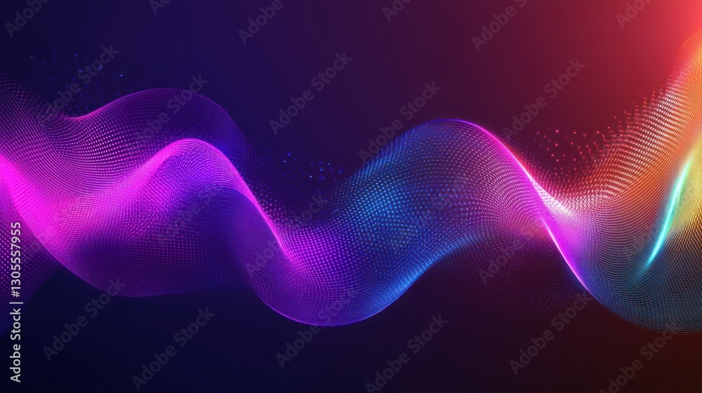 Aufkleber colorful neon illuminated particle wave energy floating on a dark backdrop