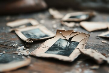 A torn photograph is a symbol of emotional pain . 