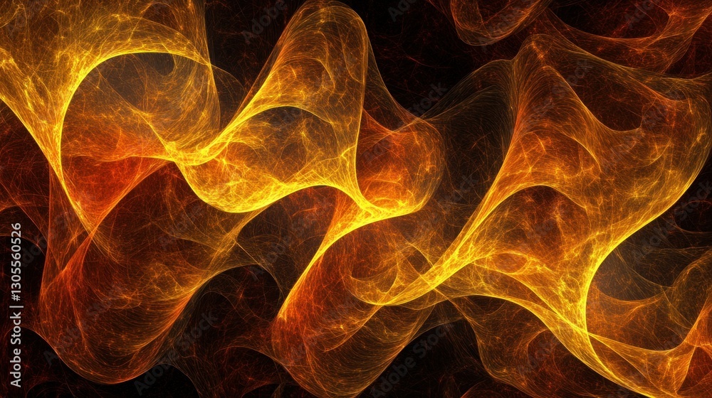Poster Warm yellow and orange abstract patterns flowing across a canvas