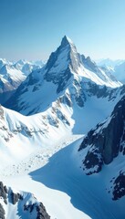 Fototapeta premium Glacial ice and snowfields on mountain summits, cold, summit