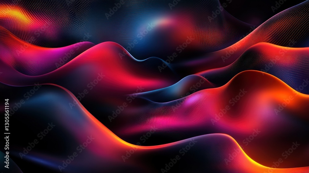 Poster Abstract digital design depicting color gradients in fluid flowing shapes