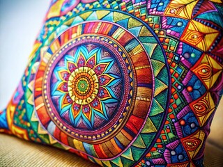 Fototapeta premium Macro Close-up of Modern Geometric Pillow Art Design
