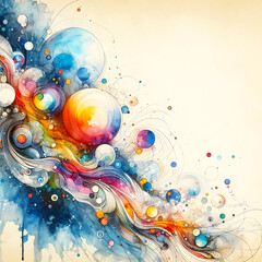 Explosion bunter leuchtender Farben wie Regenbogen Wolken mit Spritzern und Kleksen dynamisch kunstvoll verlaufend auf wei&szlig;em Papier Hintergrund als Vorlage f&uuml;r Aquarell Wasserfarben Kurs Zeichnen 