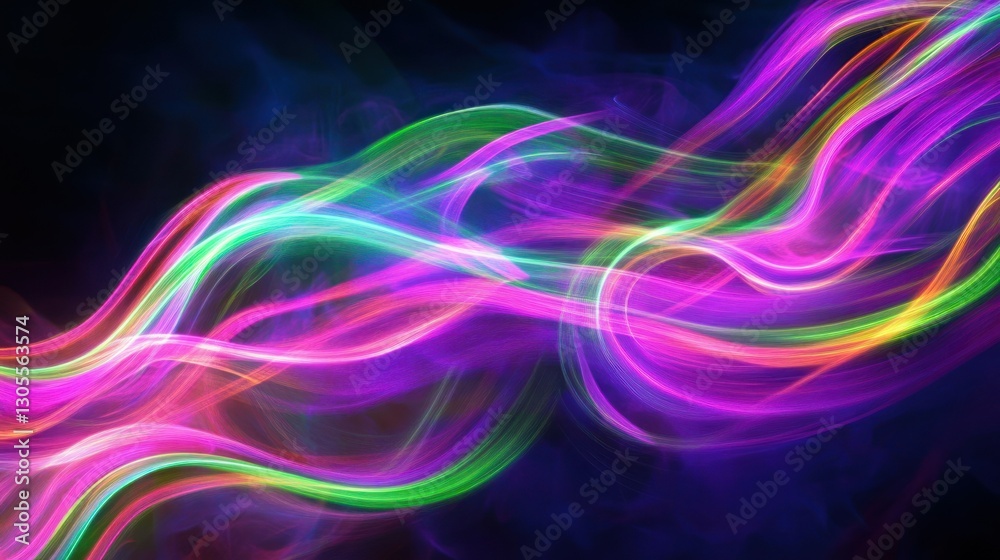 Poster Colorful abstract flowing lines of vibrant colors creating patterns