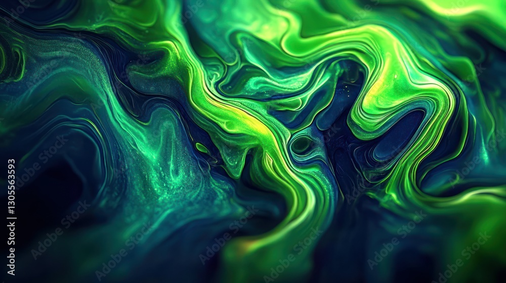 Poster swirling green and blue paint creates a visually appealing abstract design