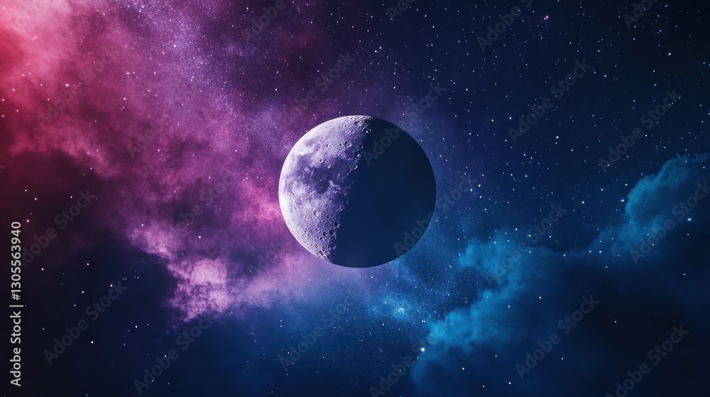Poster a stunning image of a moon and the starry space