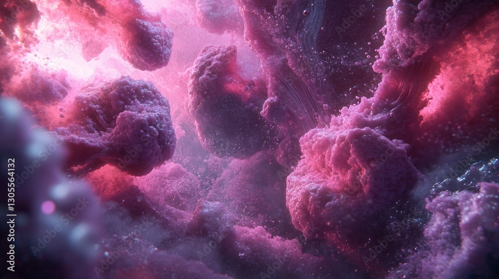 Poster delicate floating masses in a softly lit ethereal dreamscape