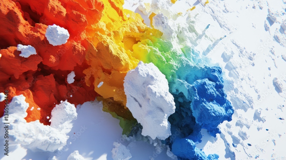 Poster colorful pigments and paint abstractly arranged in a rainbow pattern