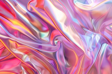 Vibrant abstract iridescent texture with smooth waves and colorful highlights
