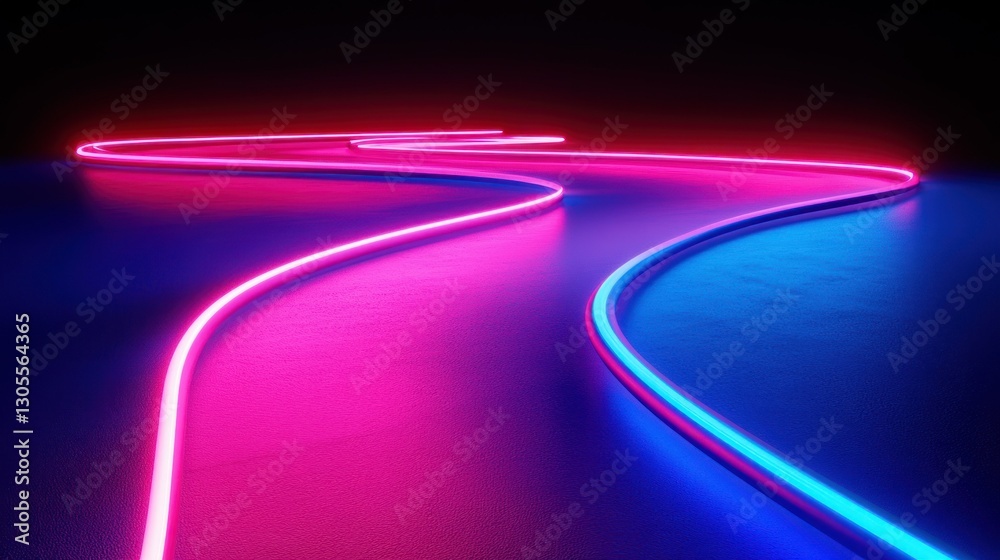 Poster neon lights create a colorful and serpentine lighting effect