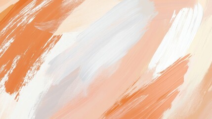 Abstract art of orange peach and white brush strokes