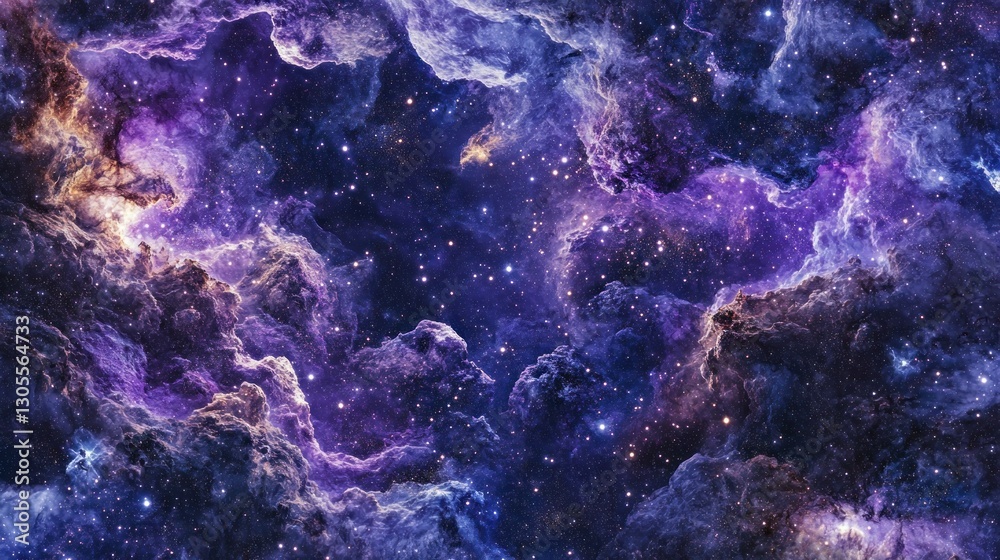 Poster the majestic cosmic nebula displaying swirling colors and tiny star clusters