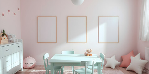 Minimalist Scandinavian Children's Room with Soft Pastel Decor