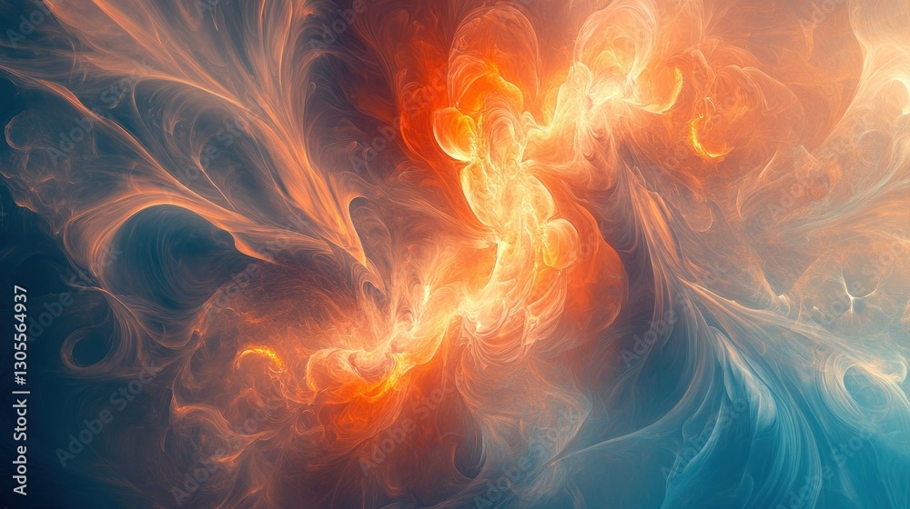 Poster A colorful and abstract painting showing fire like patterns