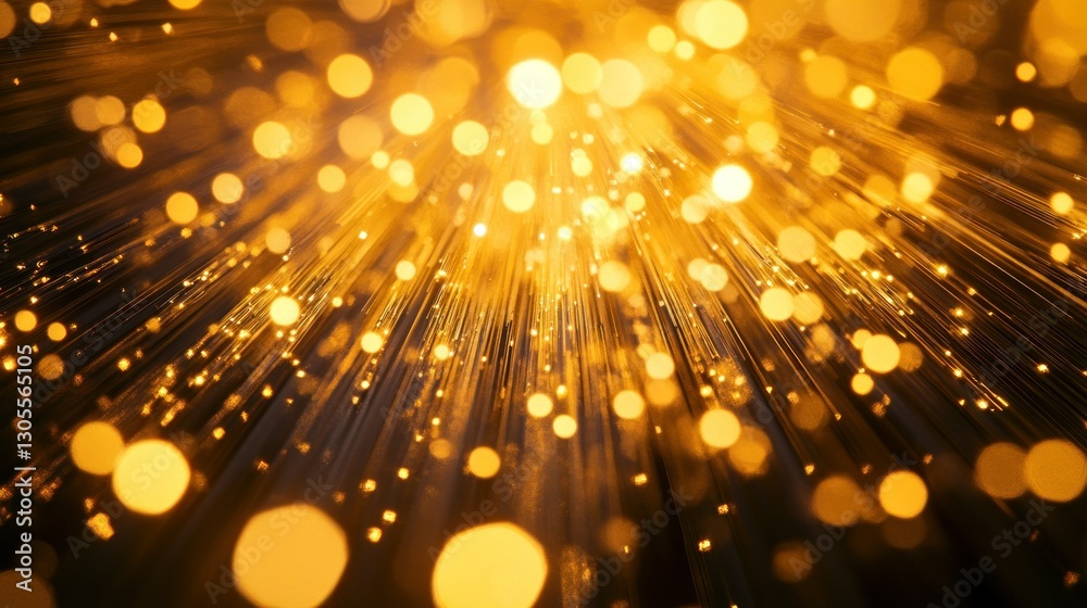 Poster close up view of glowing fiber optics and bokeh lights