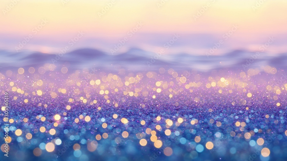 Poster Sparkling waves and shimmering lights on a beautiful background
