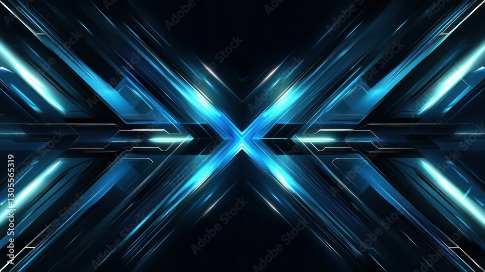 Fototapete a blue futuristic abstract design with an x shape in it