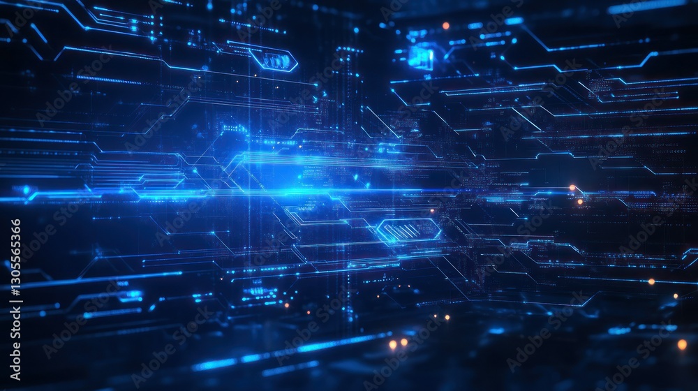 Poster Digital Technology Circuitry Depicting Electronic Data Processing Systems