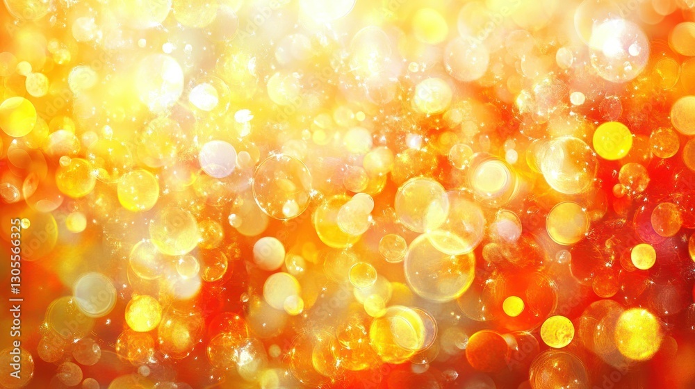 Poster Numerous golden and orange bokeh circles create a beautiful background image