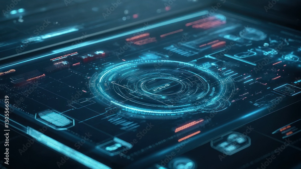 Poster A Futuristic Digital Interface Displays Advanced Technology and Data