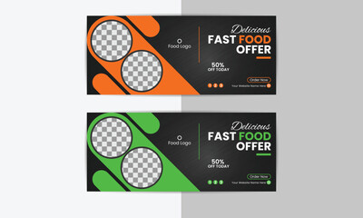 creative modern web banner or facebook cover web ad design for food restaurant                                                                                                                  