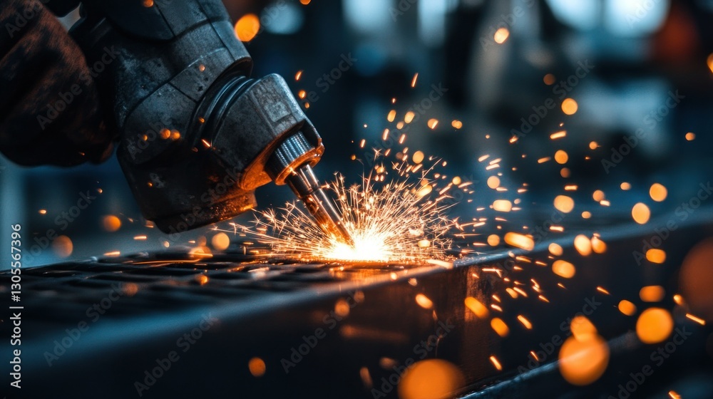 Poster a close up image of welding sparks in action
